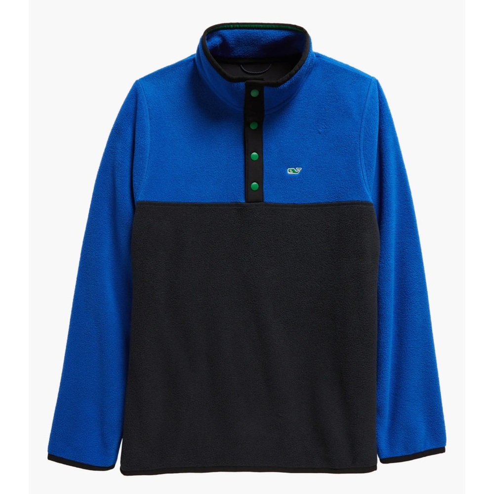 Vineyard Vines Boys Harbor Fleece Quarter‎ Snap Colorblock Classic Preppy